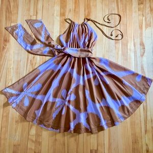 100% Silk Diane Von Furstenberg halter midi dress